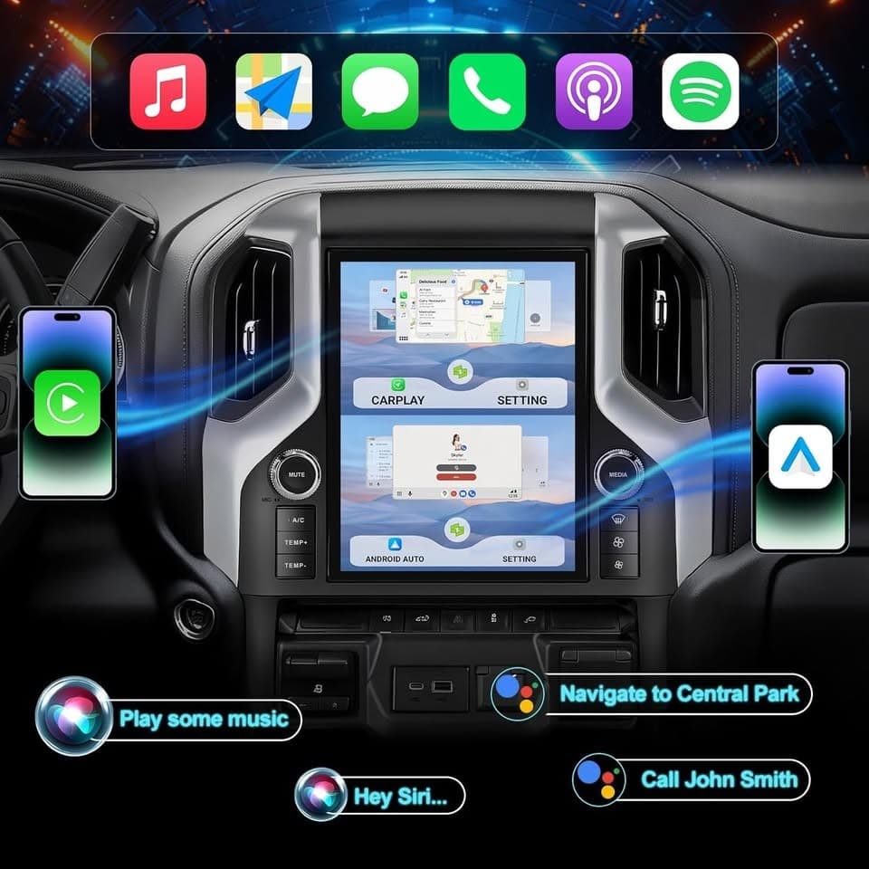 Votheon 12.1" Android Car Radio for 2019-23 Sierra Silverado CarPlay BT GPS - Thumbnail 6