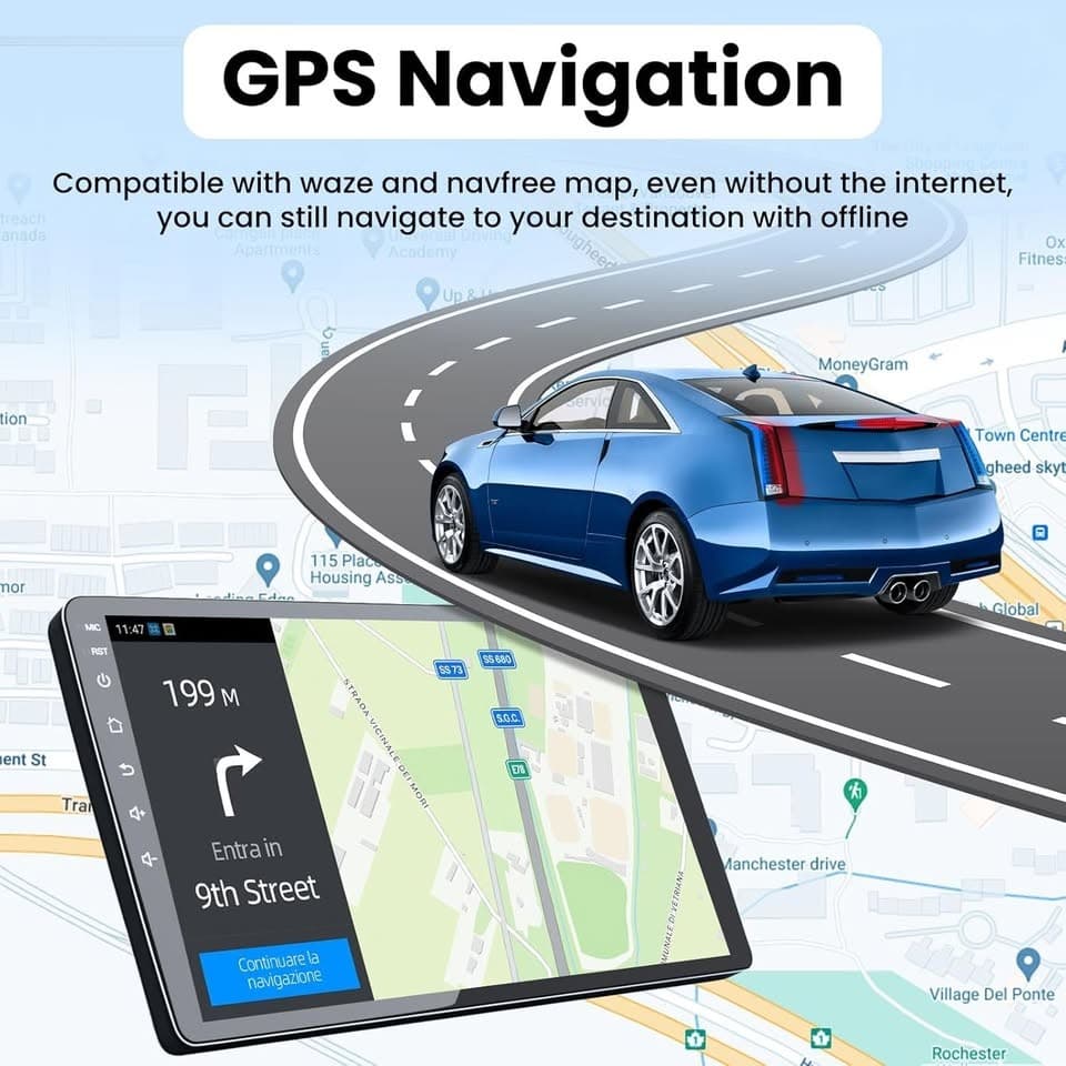 Jeep Compass Android 13 CarPlay Radio 10" Touch GPS BT WiFi SWC Cam - Thumbnail 6