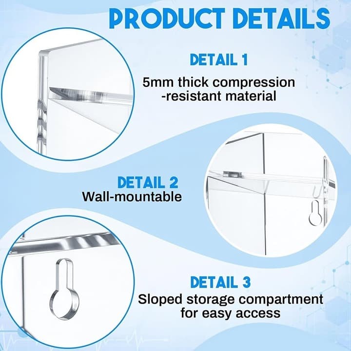 Cinnvoice Large Phlebotomy Organizer 3-Tier Wall or Counter Tube Rack Holder - Thumbnail 7