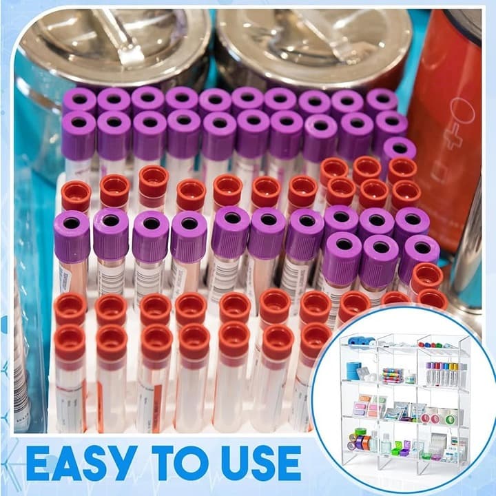 Cinnvoice Large Phlebotomy Organizer 3-Tier Wall or Counter Tube Rack Holder - Thumbnail 6