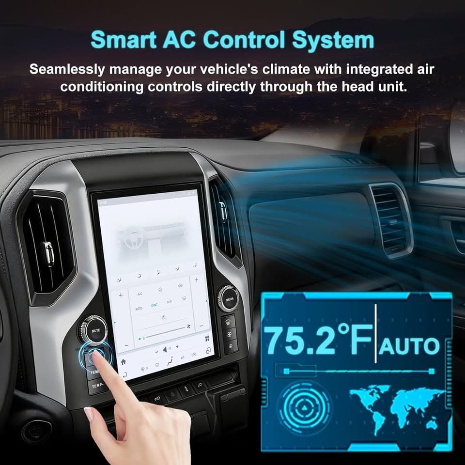 Votheon 12.1" Android Car Radio for 2019-23 Sierra Silverado CarPlay BT GPS - Thumbnail 7