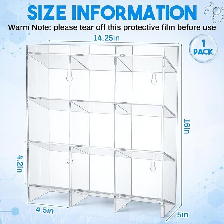 Cinnvoice Large Phlebotomy Organizer 3-Tier Wall or Counter Tube Rack Holder - Thumbnail 4