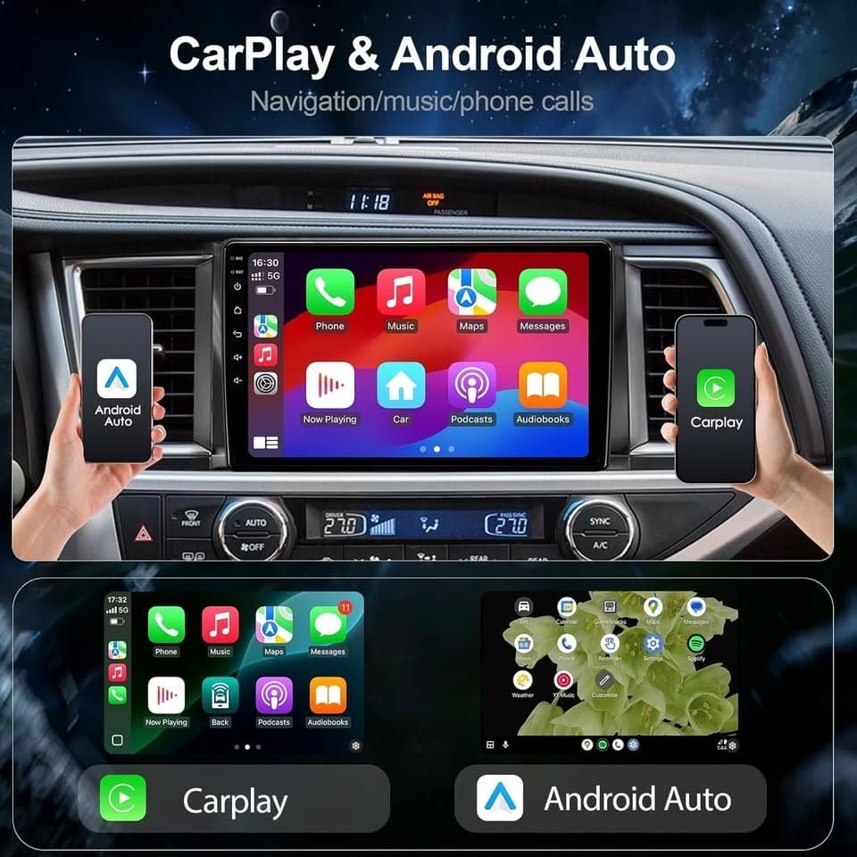 10.2" Android 13 Car Stereo for 2014-2019 Toyota Highlander, 64GB, CarPlay - Thumbnail 5