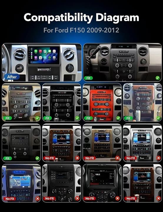 Ford F150 2009-2012 9" Android 13 CarPlay Radio 4+64GB BT WiFi Cam - Thumbnail 4