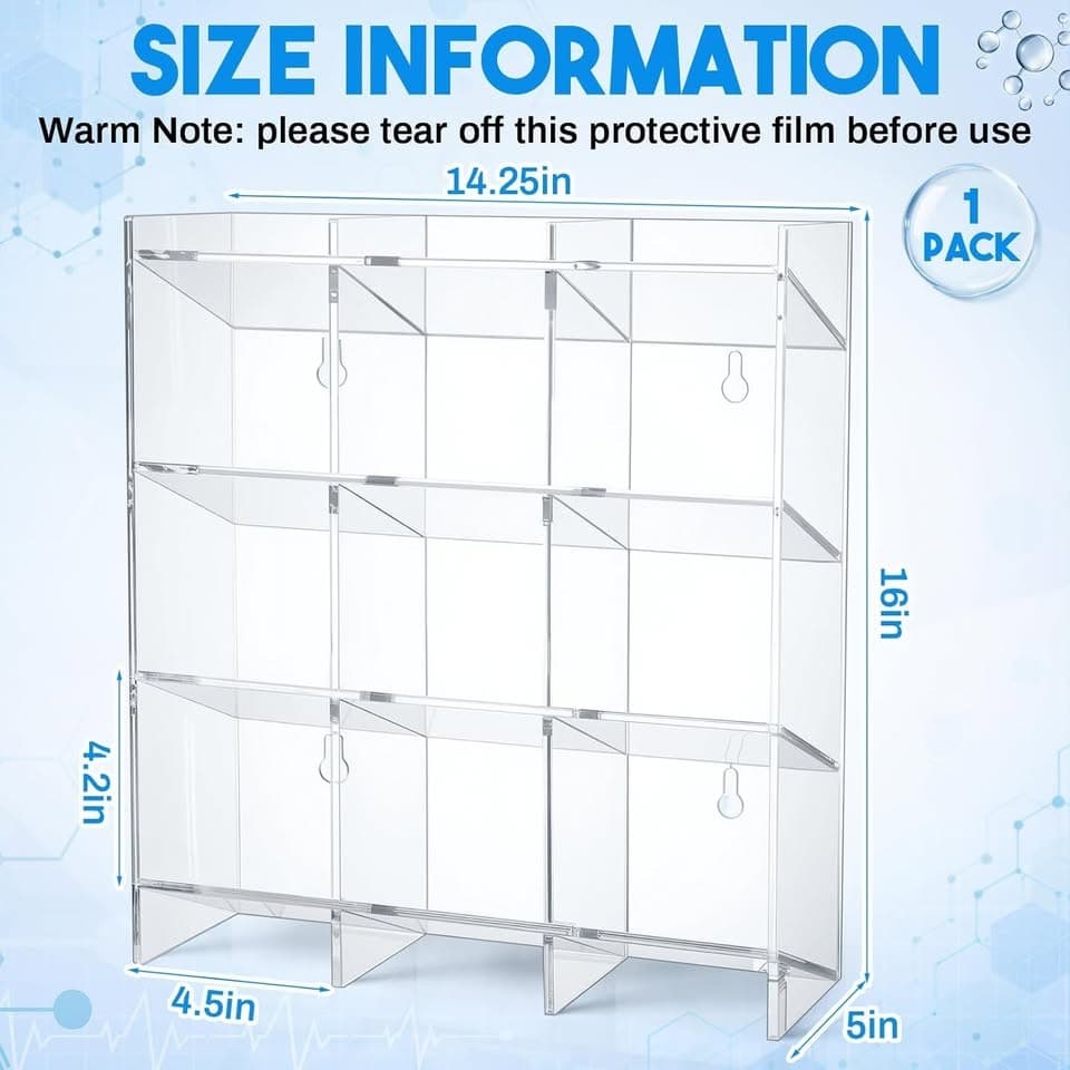 Cinnvoice Large Phlebotomy Organizer 3-Tier Wall or Counter Tube Rack Holder - Thumbnail 10