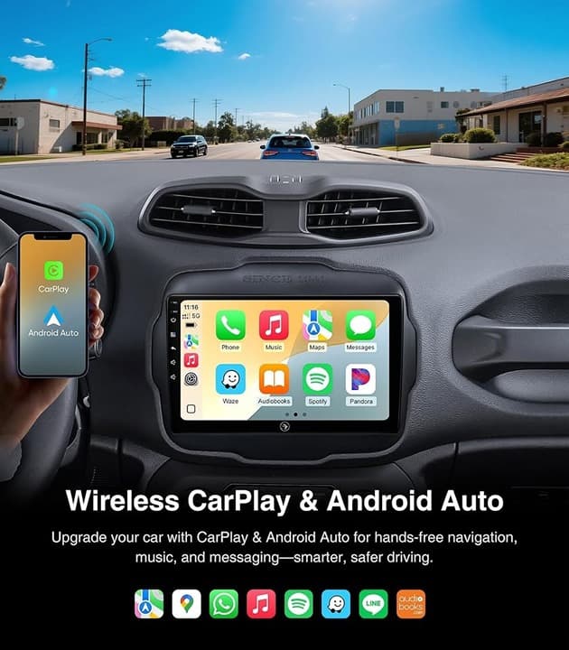 AINAVI 9" Jeep Renegade Radio CarPlay Android Auto GPS 4+64GB - Thumbnail 7