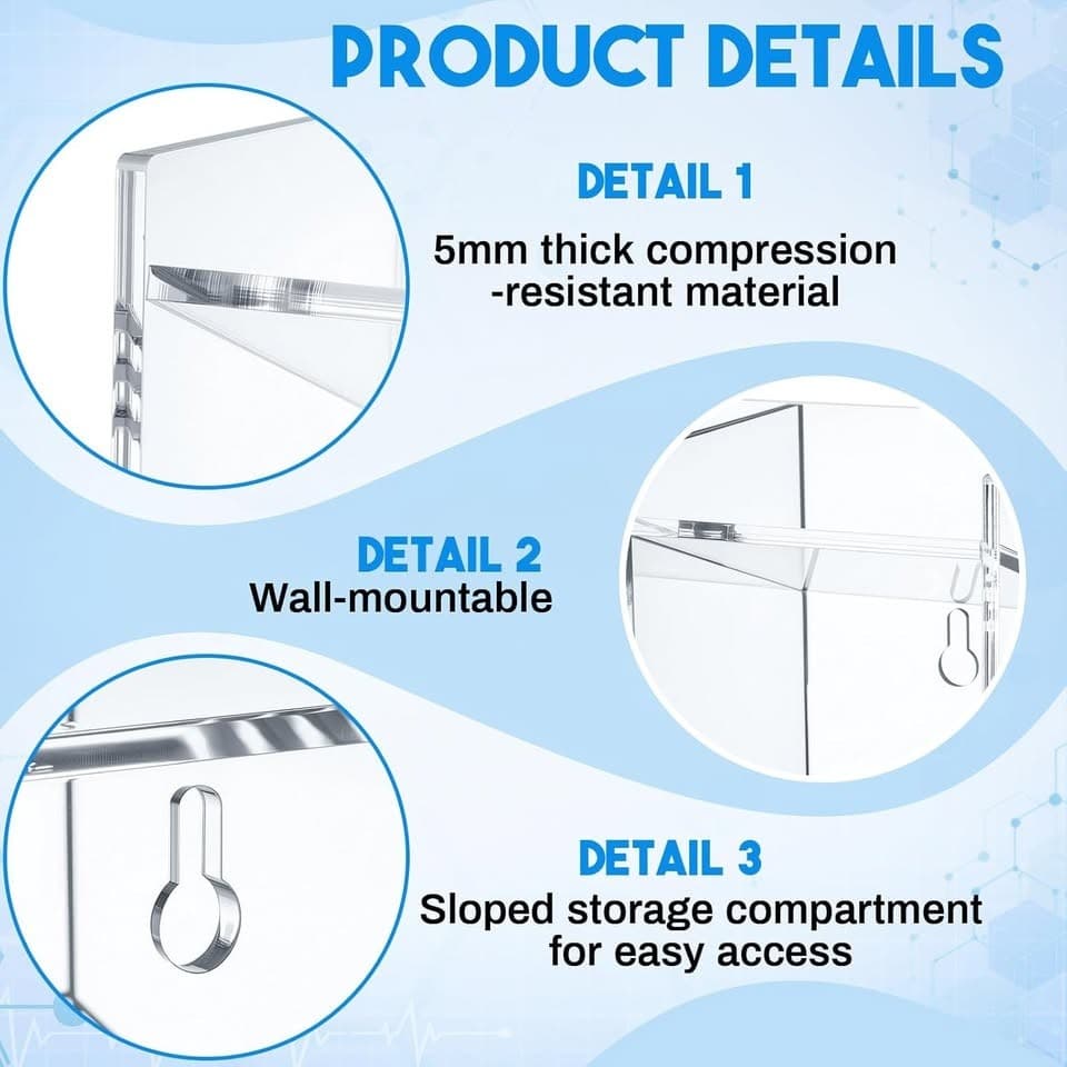 Cinnvoice Large Phlebotomy Organizer 3-Tier Wall or Counter Tube Rack Holder - Thumbnail 5