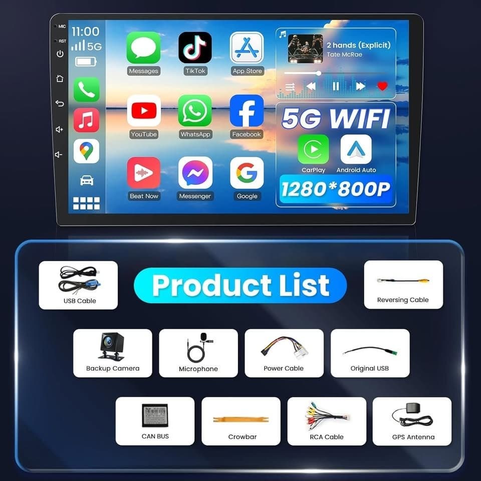 Toyota Corolla 2014-2016 10" Android 13 Head Unit CarPlay GPS BT 5G WiFi - Thumbnail 7