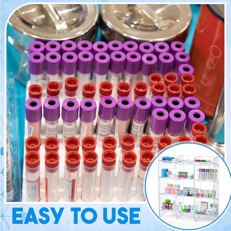 Cinnvoice Large Phlebotomy Organizer 3-Tier Wall or Counter Tube Rack Holder - Thumbnail 8