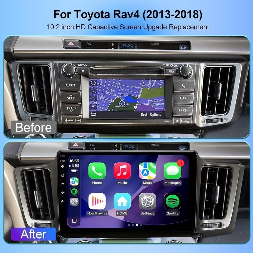 10.2" Android 13 RAV4 (2013-2018) Car Stereo Wireless CarPlay 64GB Camera - Thumbnail 7