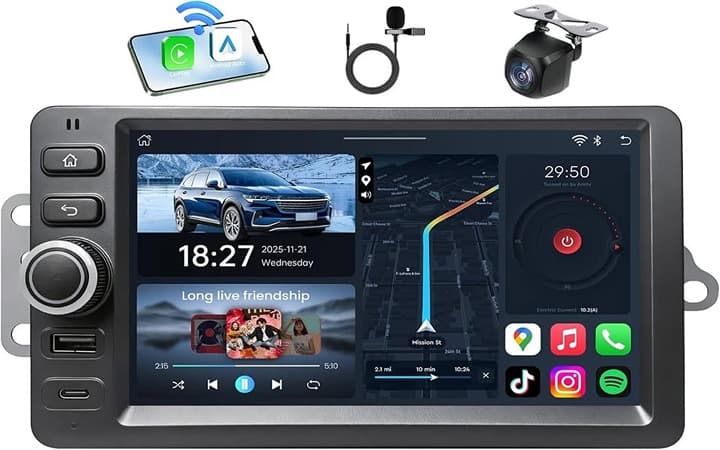 Android 13 QLED Radio for Chevy Silverado 2003–2006, CarPlay GPS Cam - Thumbnail 4