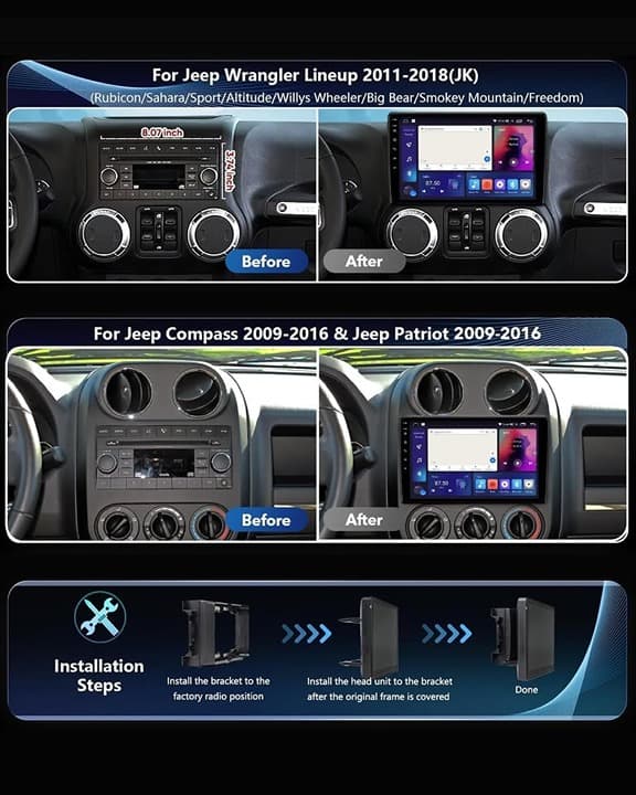 Android 13 10.2" Car Stereo 4+64GB for Jeep/Dodge, Wireless CarPlay/Android Auto - Thumbnail 5
