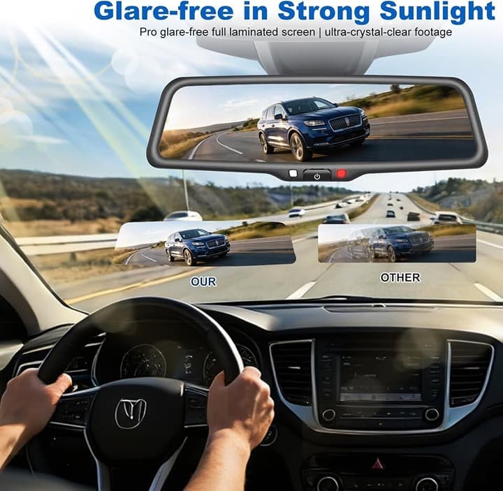 KBD OEM Rearview Mirror Dash Cam 9.66" 2K Front 1080P Rear WiFi - Thumbnail 7