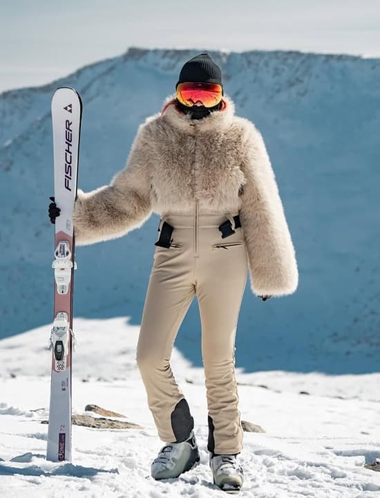 GSOU SNOW Women's Ski Suit, One Piece Snowsuit, Faux Fur Trim Waterproof - Thumbnail 6