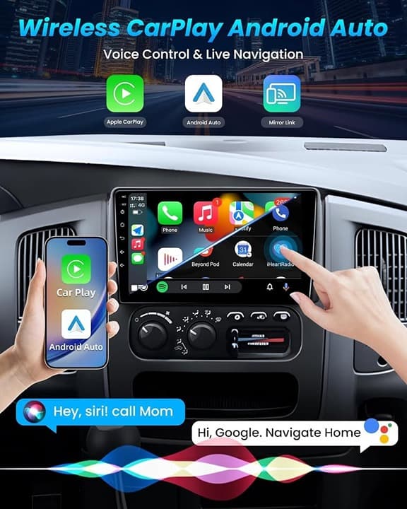 Jufodrca 9" HD Touchscreen Car Radio for 2002-05 Dodge Ram + Backup Cam - Thumbnail 5
