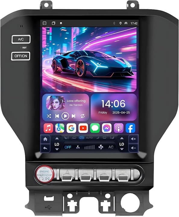 12.1" Vertical Android Car Stereo for Ford Mustang 2015-25, Wireless CarPlay - Thumbnail 4