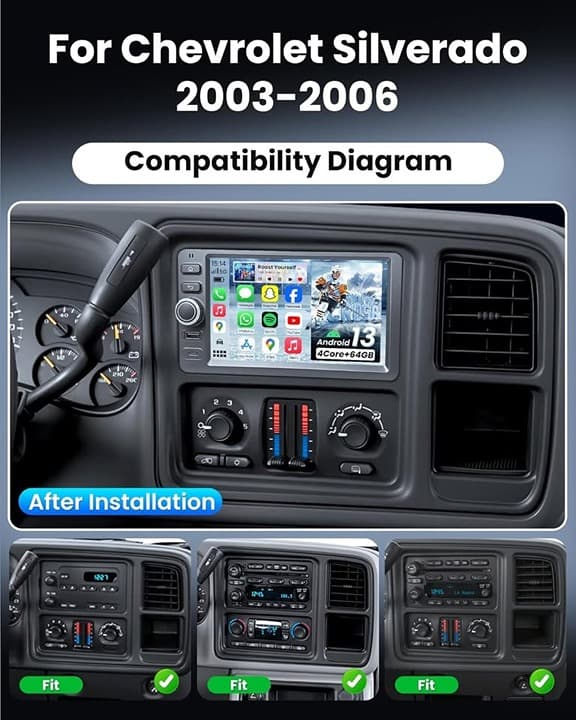 Android 13 QLED Radio for Chevy Silverado 2003–2006, CarPlay GPS Cam - Thumbnail 9