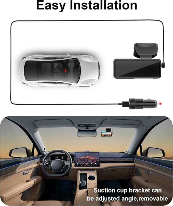 4K Dash Cam w/ WiFi GPS, 64GB Card & Charger - Mini, Night Vision - Thumbnail 9