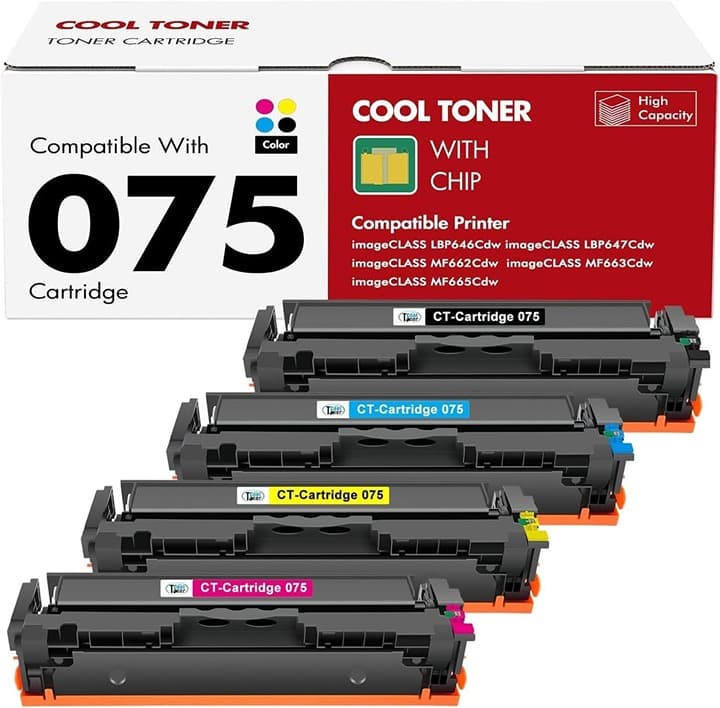 Canon 075H Toner 4-Pack High Yield Black Cyan Magenta Yellow for MF660 MF665 LBP - Thumbnail 4