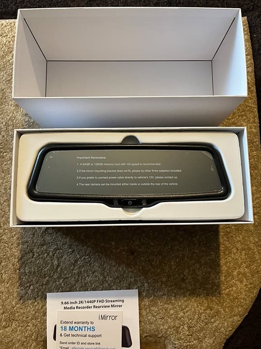 KBD OEM Rearview Mirror Dash Cam 9.66" 2K Front 1080P Rear WiFi - Thumbnail 3