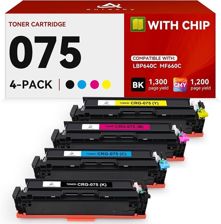 Canon 075 Toner Cartridge Set 4-Pack CMYK Compatible MF660 MF640 LBP640 - Thumbnail 5