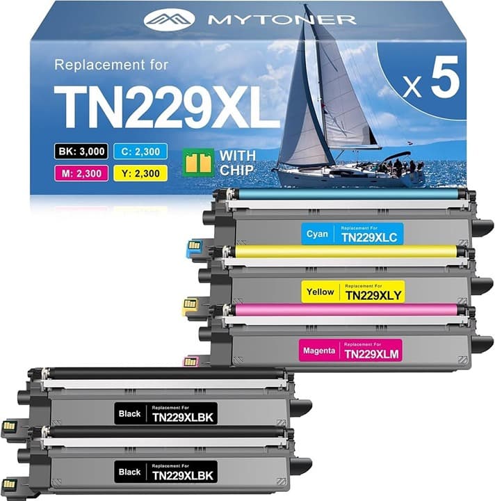 MYTONER TN229XL 5PK Toner for Brother MFC-L3780CDW L3720CDW HL-L3280CDW High Yie - Thumbnail 5