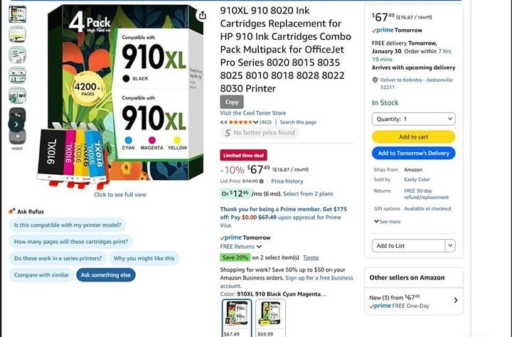 910XL 910 Ink Combo Pack for HP OfficeJet Pro 8020, 8015, 8025, 8035, 8010 8028 - Thumbnail 10