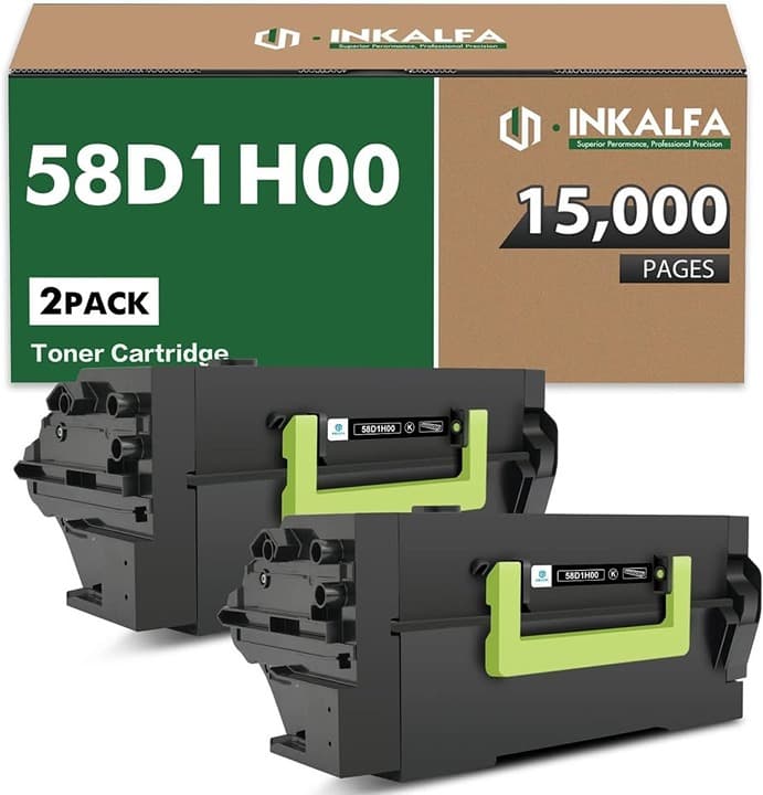 Inkalfa 58D1H00 58D1000 Black Toner Cartridge 2‐Pack for Lexmark MS/MX Series - Thumbnail 5