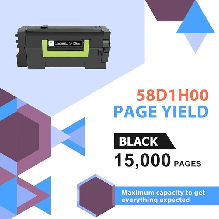 Inkalfa 58D1H00 58D1000 Black Toner Cartridge 2‐Pack for Lexmark MS/MX Series - Thumbnail 7