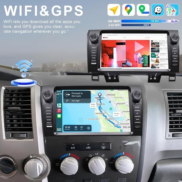 Android 13 Car Radio for Toyota Tundra 07-13 Sequoia 08-15 Wireless CarPlay GPS - Thumbnail 9