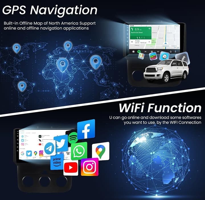 Dodge Ram 13-18 9" Radio GPS CarPlay Android Auto 4Core 2+32G WiFi Backup Cam - Thumbnail 8