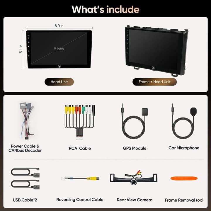 9" Honda CR-V 2006-2011 Car Stereo CarPlay Android Auto GPS WiFi 1080P - Thumbnail 10