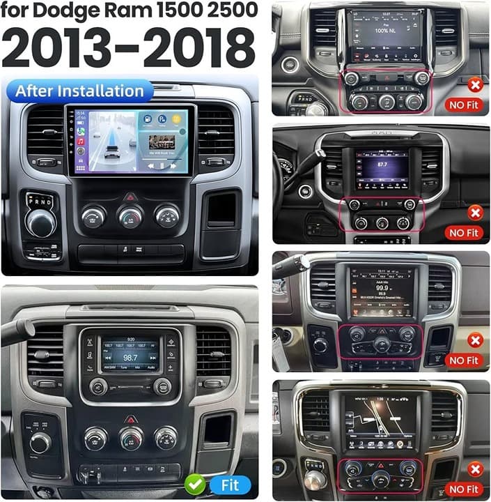 Dodge Ram 13-18 9" Radio GPS CarPlay Android Auto 4Core 2+32G WiFi Backup Cam - Thumbnail 4
