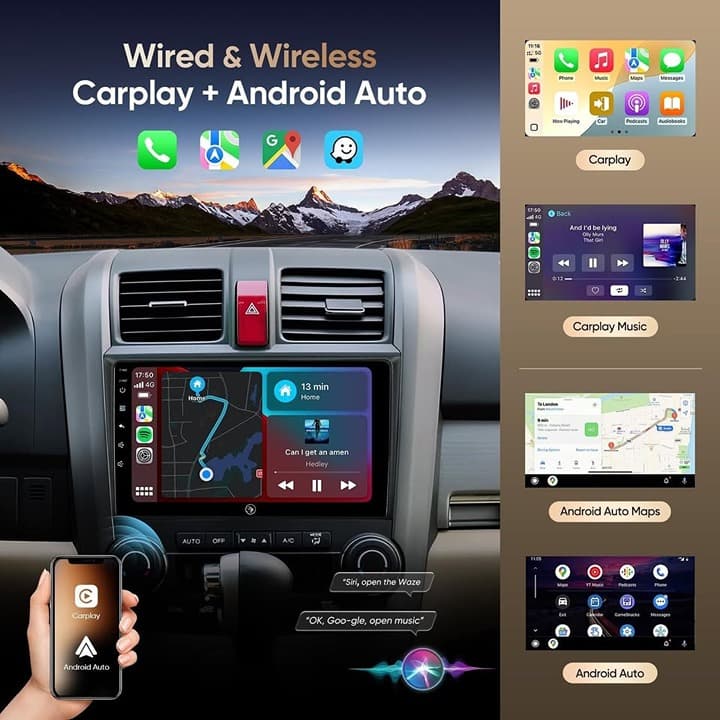 9" Honda CR-V 2006-2011 Car Stereo CarPlay Android Auto GPS WiFi 1080P - Thumbnail 6