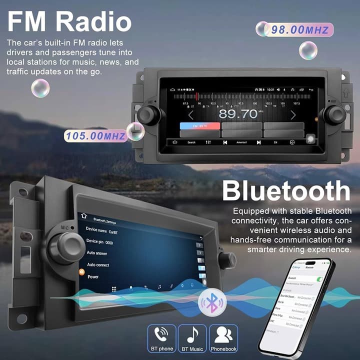 Dodge Ram 1500/2500 06-08 Car Radio Stereo GPS CarPlay Android Auto 6.86" HD - Thumbnail 8