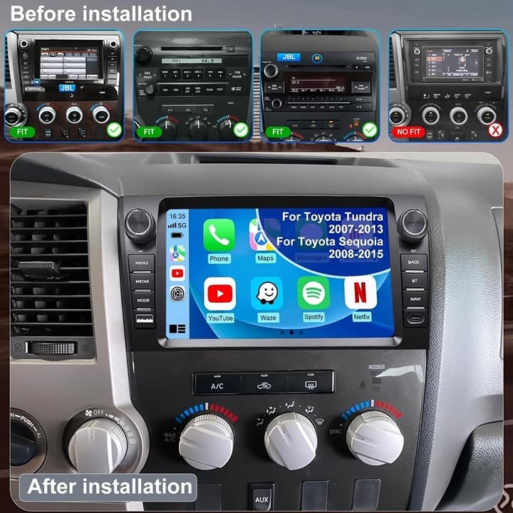 Android 13 Car Radio for Toyota Tundra 07-13 Sequoia 08-15 Wireless CarPlay GPS - Thumbnail 5