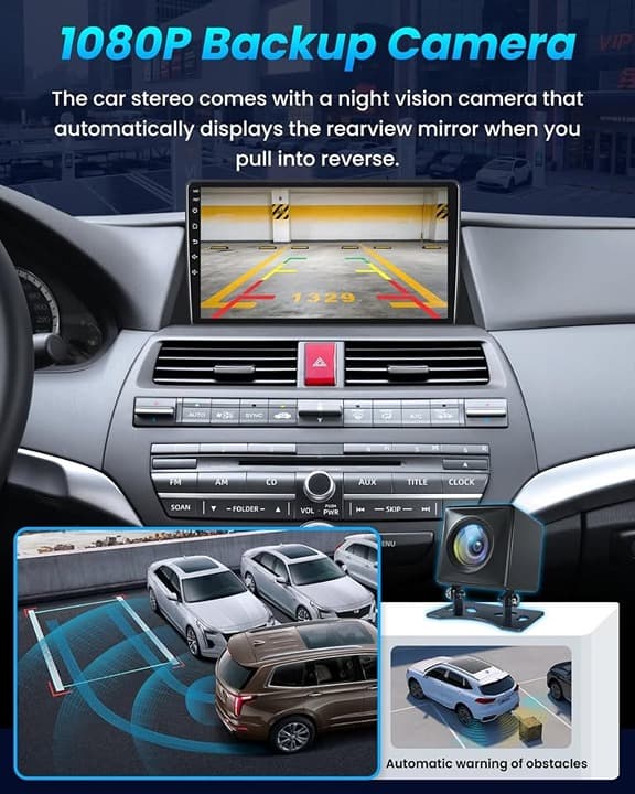10.1" Android Stereo for Honda Accord 2008-2012 Wireless CarPlay Android Auto 5G - Thumbnail 6