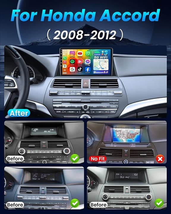 10.1" Android Stereo for Honda Accord 2008-2012 Wireless CarPlay Android Auto 5G - Thumbnail 9