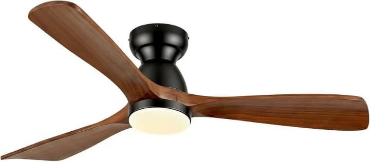 52" Smart Ceiling Fan w/ Light, Flush Mount DC, Alexa App Remote, 6‐Speed, Walnu - Thumbnail 4