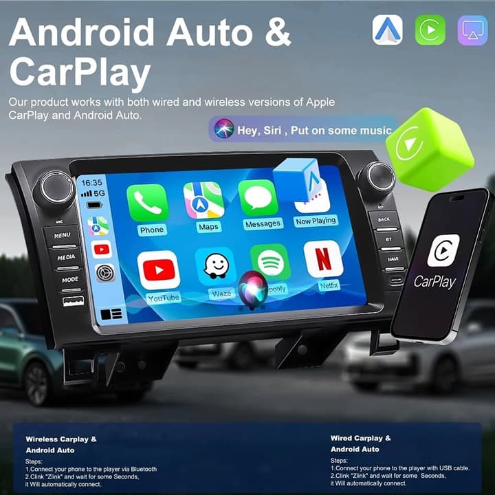 Android 13 Car Radio for Toyota Tundra 07-13 Sequoia 08-15 Wireless CarPlay GPS - Thumbnail 7