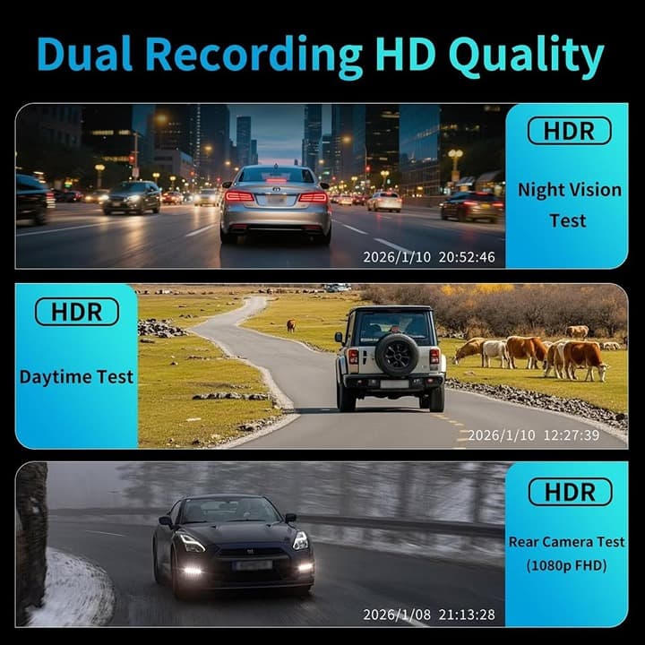 KCV 4K Mirror Dash Cam Mustang 15-23 F/R 1080P, Plug&Play, 64GB Card - Thumbnail 7