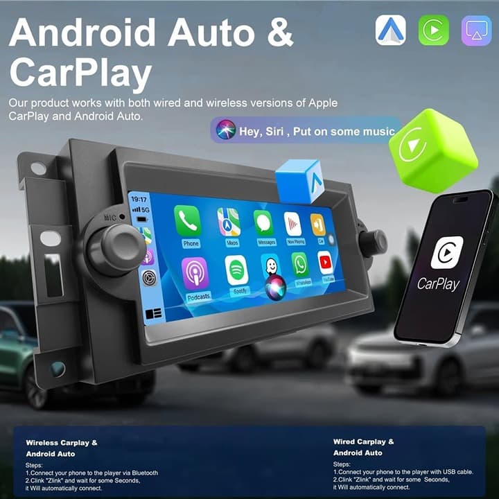Dodge Ram 1500/2500 06-08 Car Radio Stereo GPS CarPlay Android Auto 6.86" HD - Thumbnail 9