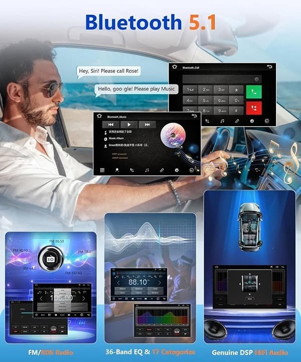 Wadpon 10.1" Android 13 Car Stereo for Honda Civic 2006–2011 CarPlay Android Aut - Thumbnail 6