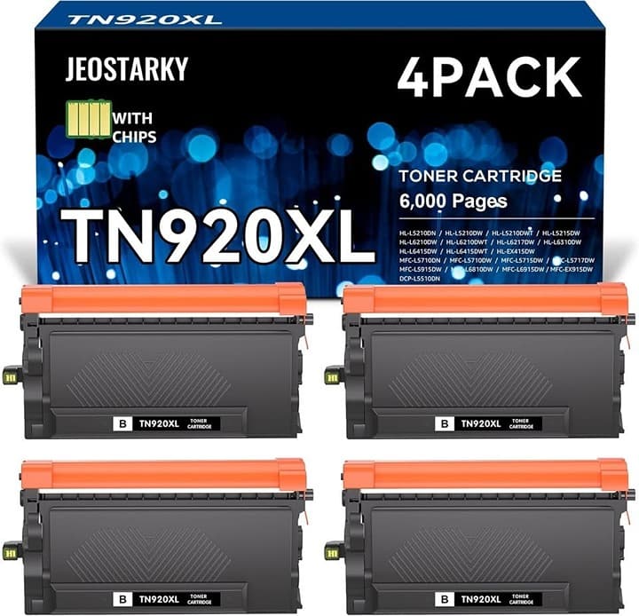 TN920XL TN920 Black Toner 4‐Pack for Brother HL‐L6210DW HL‐L5210DW MFC‐L6810DW - Thumbnail 5