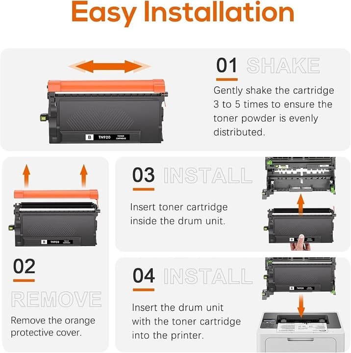 TN920XL TN920 Black Toner 4‐Pack for Brother HL‐L6210DW HL‐L5210DW MFC‐L6810DW - Thumbnail 9