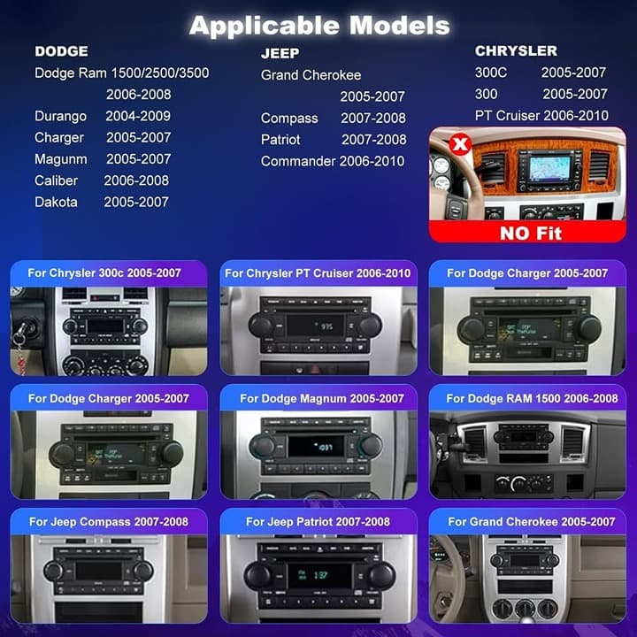 *6.8" 5G WiFi CarPlay Android Auto Radio for Dodge Ram 06-08 Jeep Grand 05-07 - Thumbnail 9