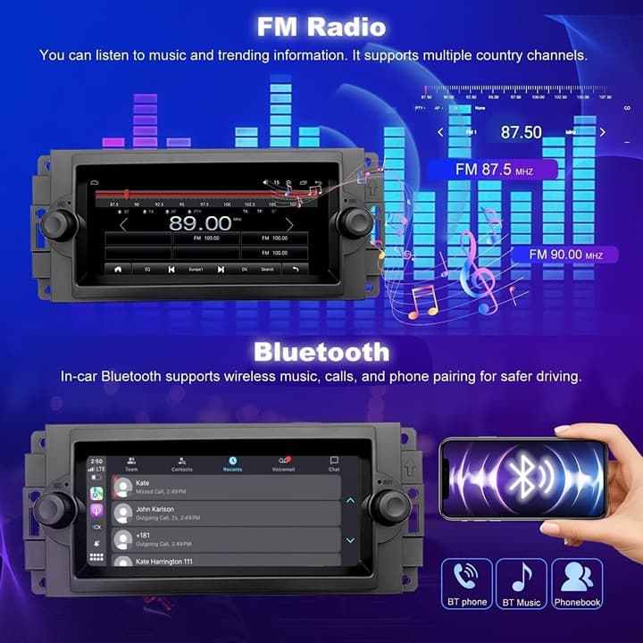*6.8" 5G WiFi CarPlay Android Auto Radio for Dodge Ram 06-08 Jeep Grand 05-07 - Thumbnail 6