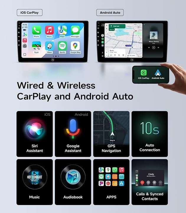10.2" Car Stereo for Toyota Highlander 2014-2019 CarPlay Android Auto GPS BT 108 - Thumbnail 6