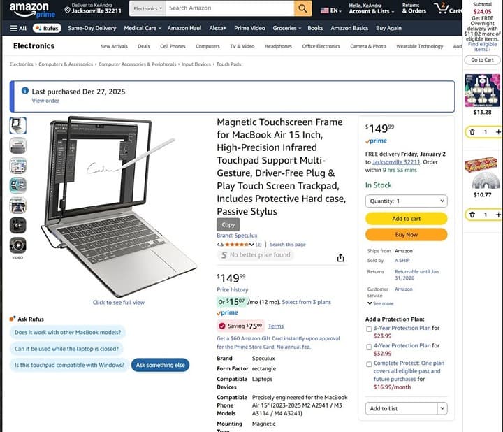Magnetic Touchscreen Frame for MacBook Air 15" Infrared Multi-Gesture Touchpad - Thumbnail 10