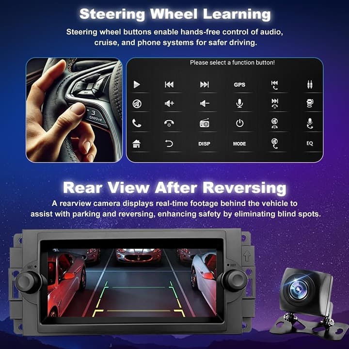 *6.8" 5G WiFi CarPlay Android Auto Radio for Dodge Ram 06-08 Jeep Grand 05-07 - Thumbnail 5
